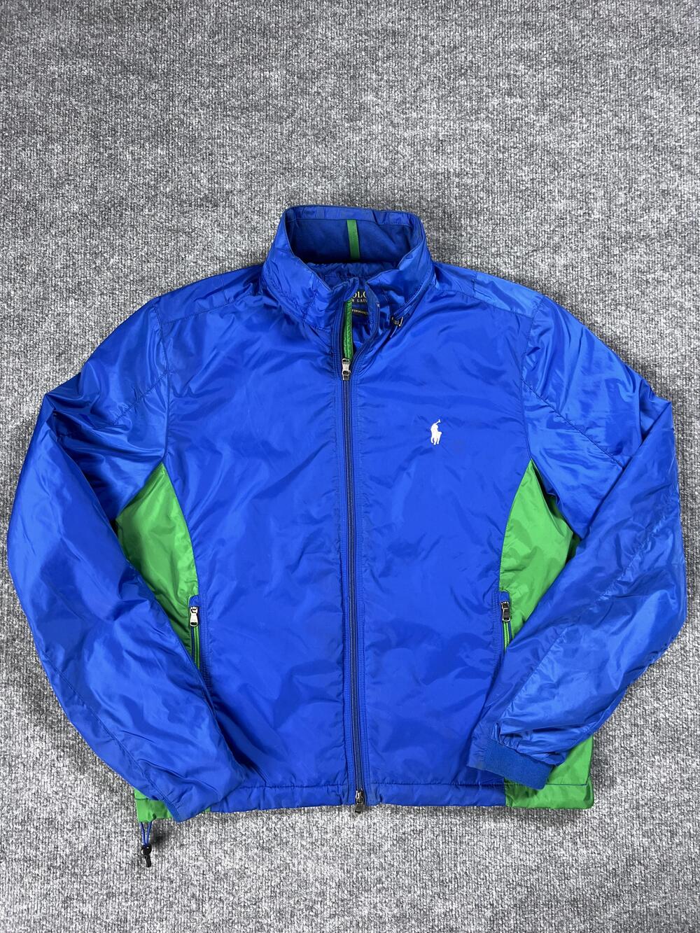 Polo Ralph Lauren Windbreaker Blue Green Hooded Full Zip Performance Mens Medium